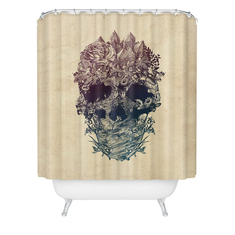 Ali Gulec Skull Floral Shower Curtain