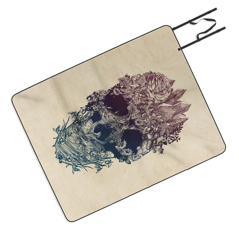 Ali Gulec Skull Floral Picnic Blanket