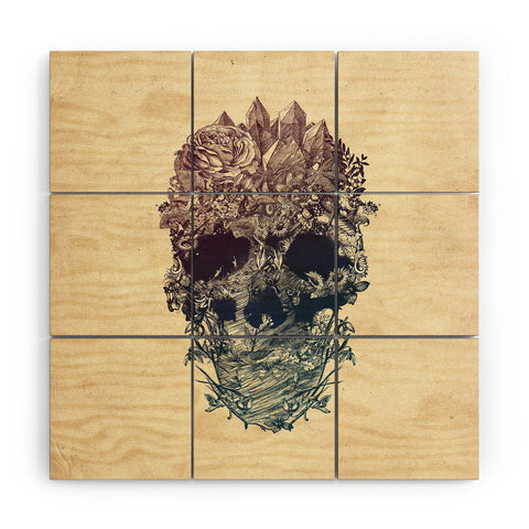 Ali Gulec Skull Floral Wood Wall Mural