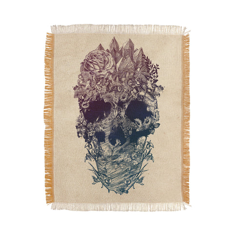 Ali Gulec Skull Floral Throw Blanket