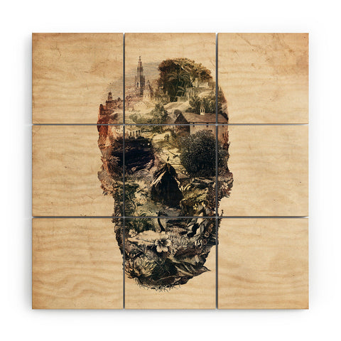 Ali Gulec Skull Town Wood Wall Mural