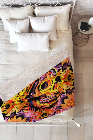 Ali Gulec Skull V Fleece Throw Blanket