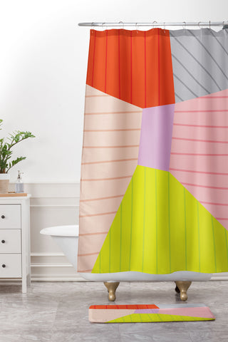 Alice Rebecca Potter Colour Block I Shower Curtain And Mat