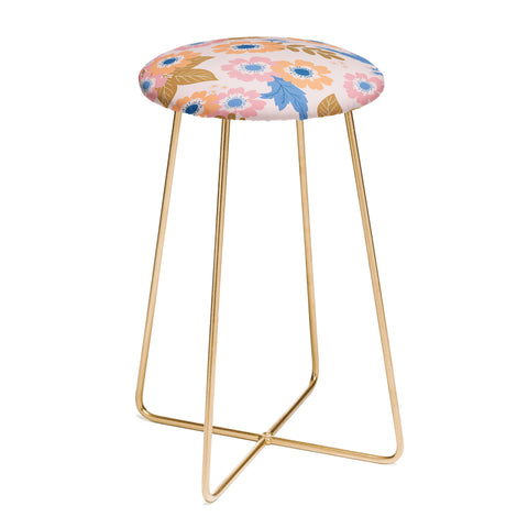 Alice Rebecca Potter Pastel Floral Blooms Counter Stool