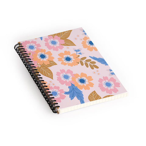 Alice Rebecca Potter Pastel Floral Blooms Spiral Notebook