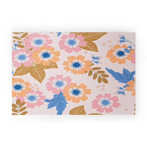 Alice Rebecca Potter Pastel Floral Blooms Welcome Mat