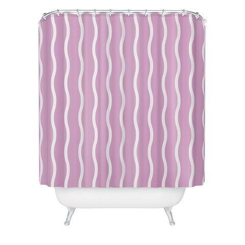 Alice Rebecca Potter Pink Wave Form Shower Curtain