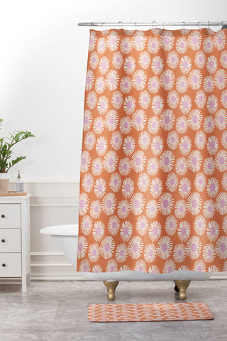 Alice Rebecca Potter Terracotta Daisy Shower Curtain And Mat