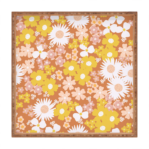 Alice Rebecca Potter Wildflower Retro Ditsy Flower Square Tray