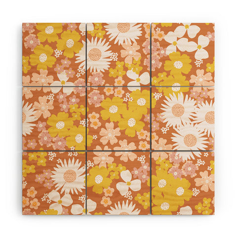 Alice Rebecca Potter Wildflower Retro Ditsy Flower Wood Wall Mural