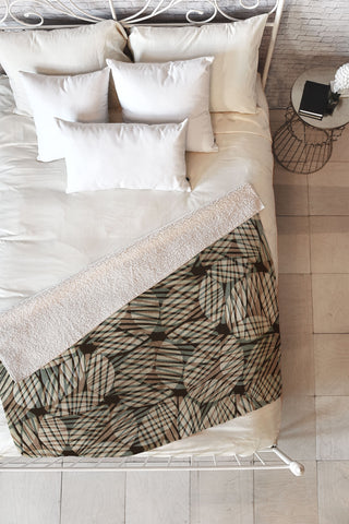Alisa Galitsyna Abstract Linocut Pattern 5 Fleece Throw Blanket