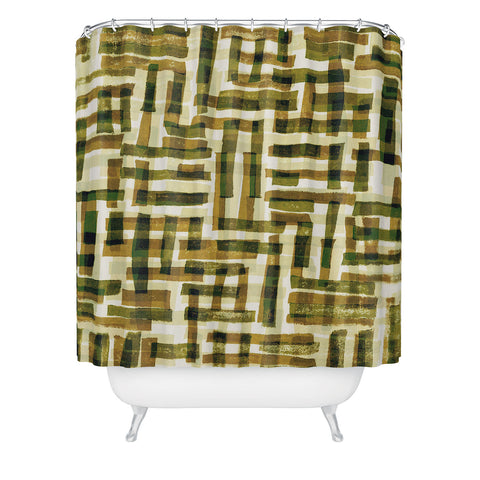 Alisa Galitsyna Abstract Linocut Pattern 6 Shower Curtain