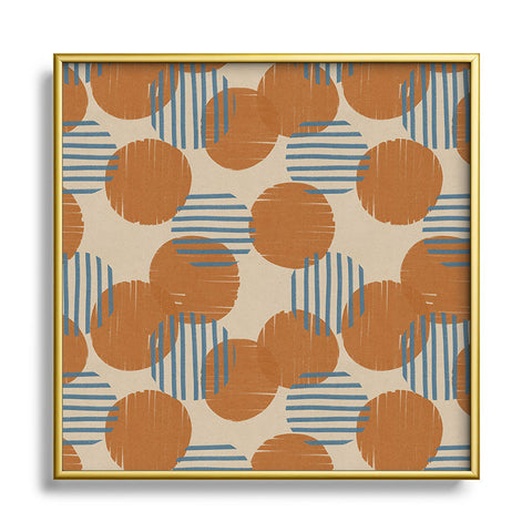 Alisa Galitsyna Abstract Pattern Orange Blue Metal Square Framed Art Print