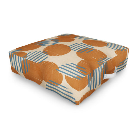 Alisa Galitsyna Abstract Pattern Orange Blue Outdoor Floor Cushion