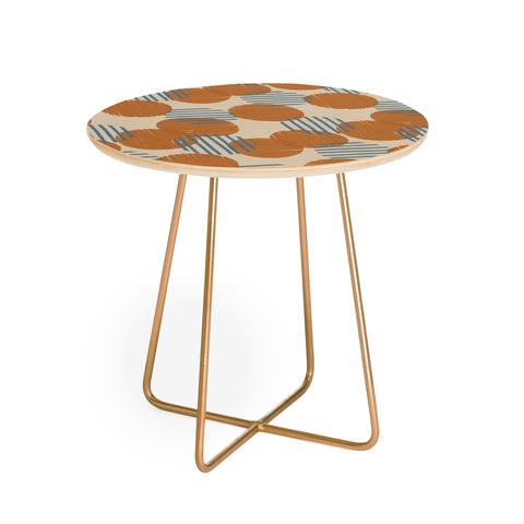 Alisa Galitsyna Abstract Pattern Orange Blue Round Side Table