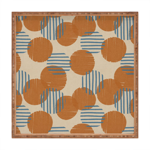 Alisa Galitsyna Abstract Pattern Orange Blue Square Tray