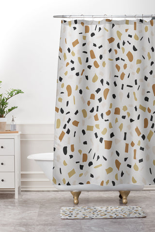 Alisa Galitsyna Beige Terrazzo Shower Curtain And Mat