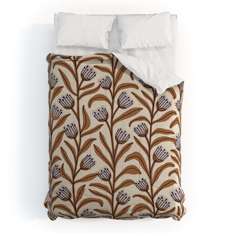 Alisa Galitsyna Bellflower Pattern Brown Ivory Comforter