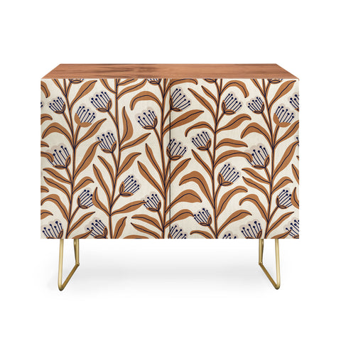 Alisa Galitsyna Bellflower Pattern Brown Ivory Credenza