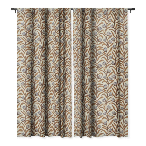 Alisa Galitsyna Bellflower Pattern Brown Ivory Blackout Window Curtain