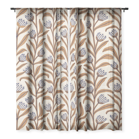 Alisa Galitsyna Bellflower Pattern Brown Ivory Sheer Non Repeat