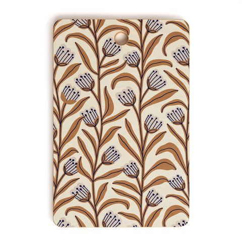 Alisa Galitsyna Bellflower Pattern Brown Ivory Cutting Board Rectangle