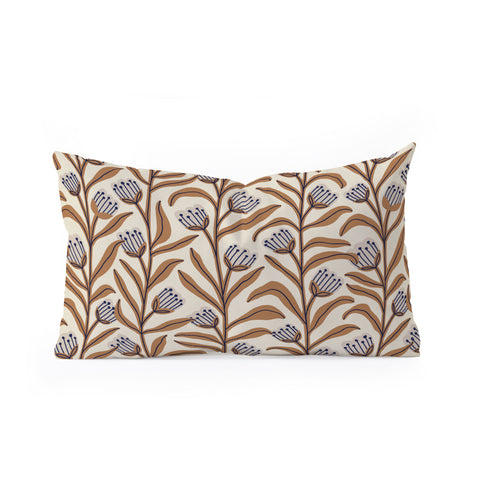 Alisa Galitsyna Bellflower Pattern Brown Ivory Oblong Throw Pillow