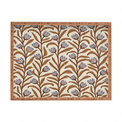 Alisa Galitsyna Bellflower Pattern Brown Ivory Rectangular Tray