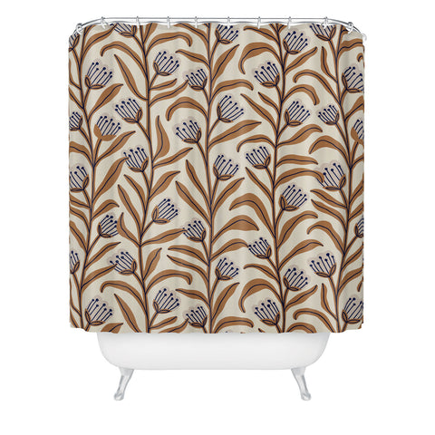 Alisa Galitsyna Bellflower Pattern Brown Ivory Shower Curtain