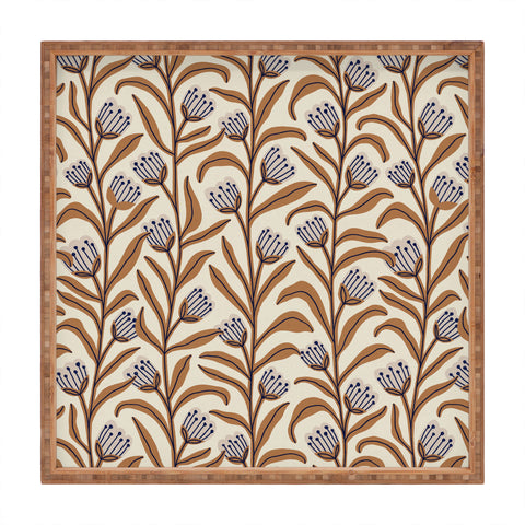 Alisa Galitsyna Bellflower Pattern Brown Ivory Square Tray