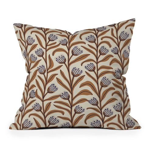 Alisa Galitsyna Bellflower Pattern Brown Ivory Throw Pillow