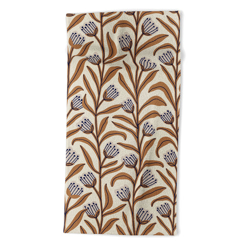 Alisa Galitsyna Bellflower Pattern Brown Ivory Beach Towel