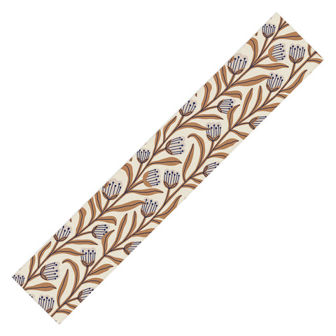 Alisa Galitsyna Bellflower Pattern Brown Ivory Table Runner