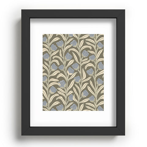 Alisa Galitsyna Bellflower Pattern Cream Olive Recessed Framing Rectangle