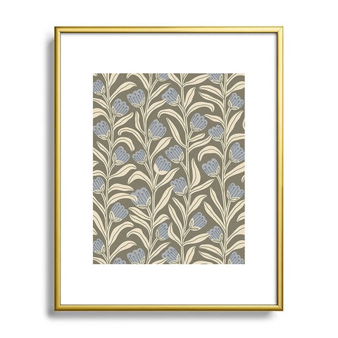 Alisa Galitsyna Bellflower Pattern Cream Olive Metal Framed Art Print