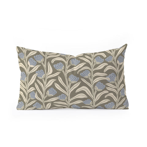 Alisa Galitsyna Bellflower Pattern Cream Olive Oblong Throw Pillow