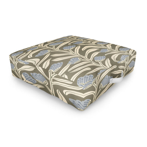 Alisa Galitsyna Bellflower Pattern Cream Olive Outdoor Floor Cushion