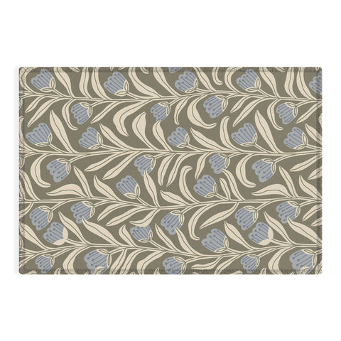 Alisa Galitsyna Bellflower Pattern Cream Olive Outdoor Rug