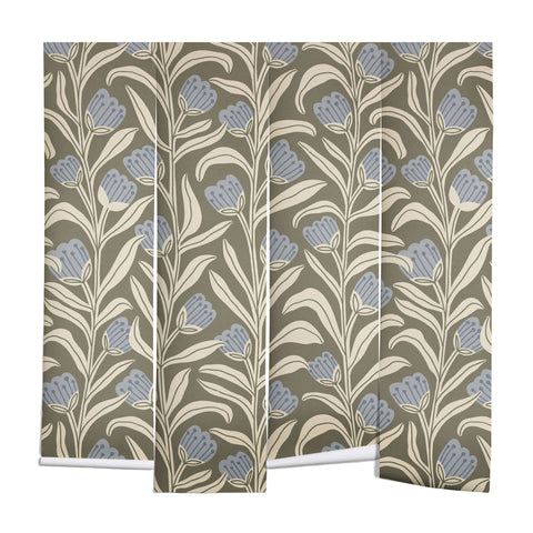 Alisa Galitsyna Bellflower Pattern Cream Olive Wall Mural