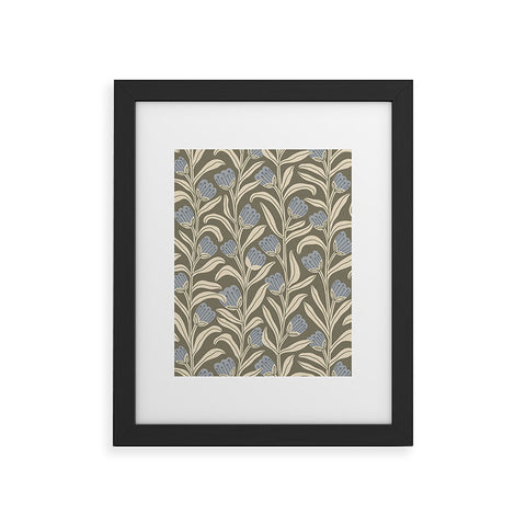 Alisa Galitsyna Bellflower Pattern Cream Olive Framed Art Print