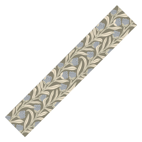 Alisa Galitsyna Bellflower Pattern Cream Olive Table Runner