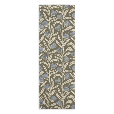Alisa Galitsyna Bellflower Pattern Cream Olive Yoga Towel