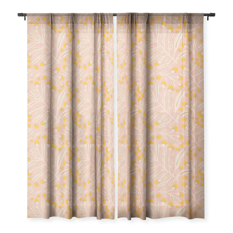 Alisa Galitsyna Berries Peach Yellow Sheer Window Curtain