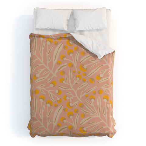 Alisa Galitsyna Berries Peach Yellow Duvet Cover