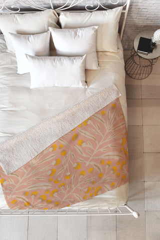 Alisa Galitsyna Berries Peach Yellow Fleece Throw Blanket