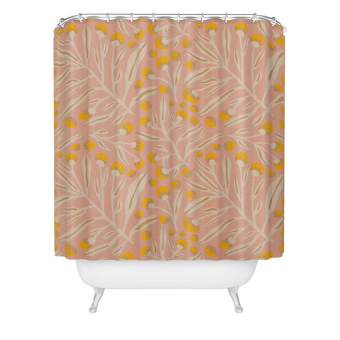 Alisa Galitsyna Berries Peach Yellow Shower Curtain