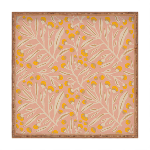 Alisa Galitsyna Berries Peach Yellow Square Tray