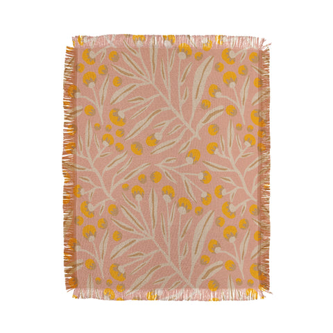 Alisa Galitsyna Berries Peach Yellow Throw Blanket