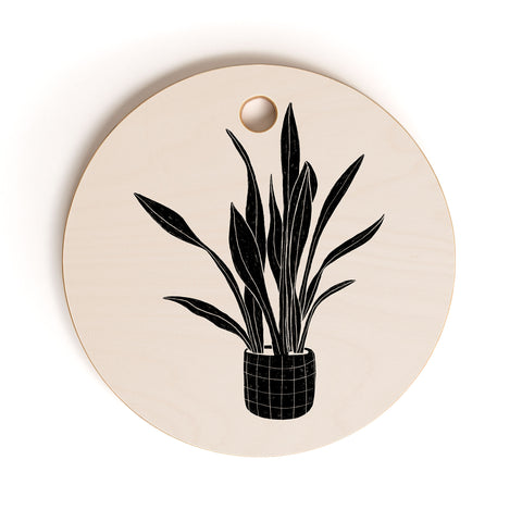 Alisa Galitsyna Black and White Snake Plant Cutting Board Round