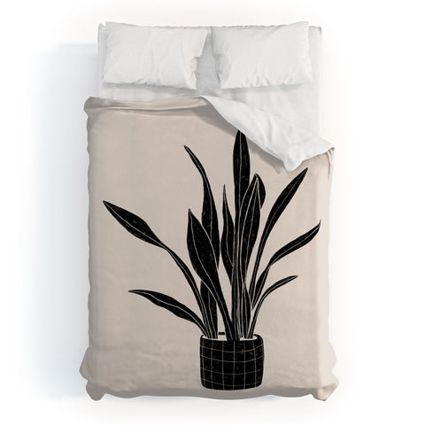 Alisa Galitsyna Black and White Snake Plant Duvet Cover
